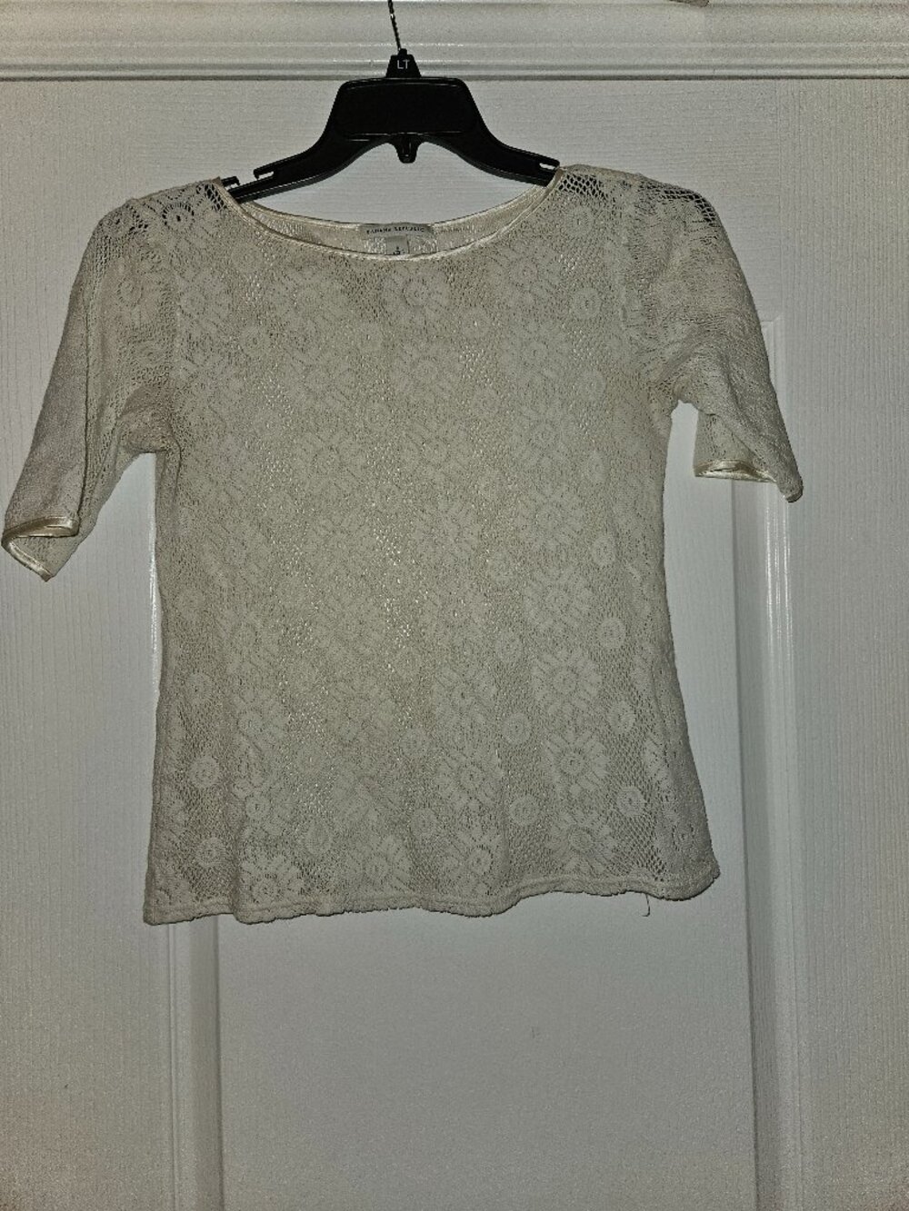 Banana Republic Cream Floral Lace Short Sleeve Pullover Top Size Small